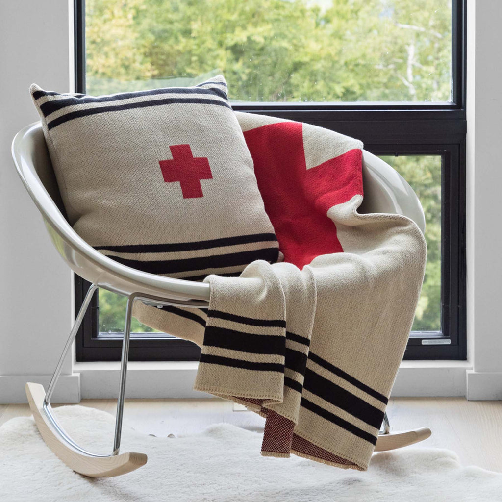 Swiss Cross with Stripes Throw Blanket - Retreat Home Furniture