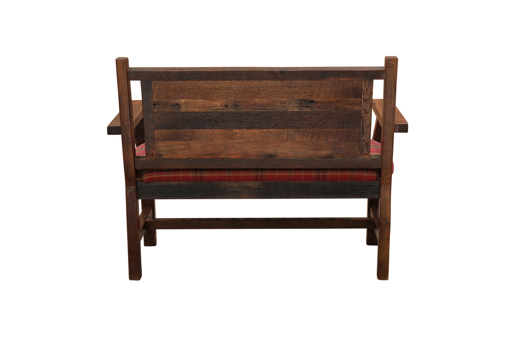 Barnwood Upholstered Bench with Back - Retreat Home Furniture