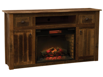 Barnwood Entertainment Center with Fireplace - Retreat Home Furniture