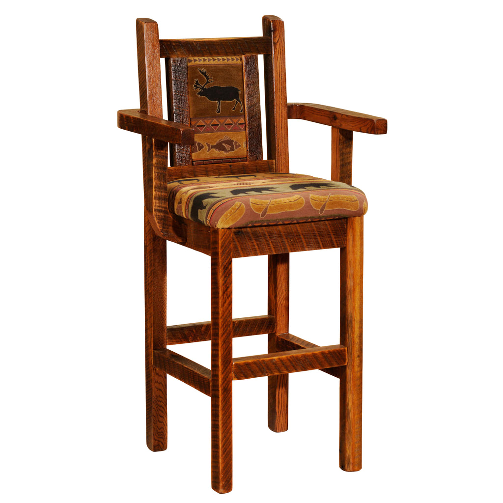 Barnwood Artisan Barstool with Arms - Retreat Home Furniture