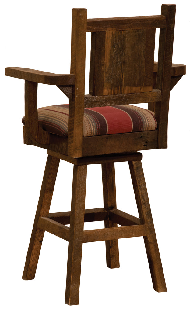 Barnwood Swivel Counter Stool with Arms - Retreat Home Furniture