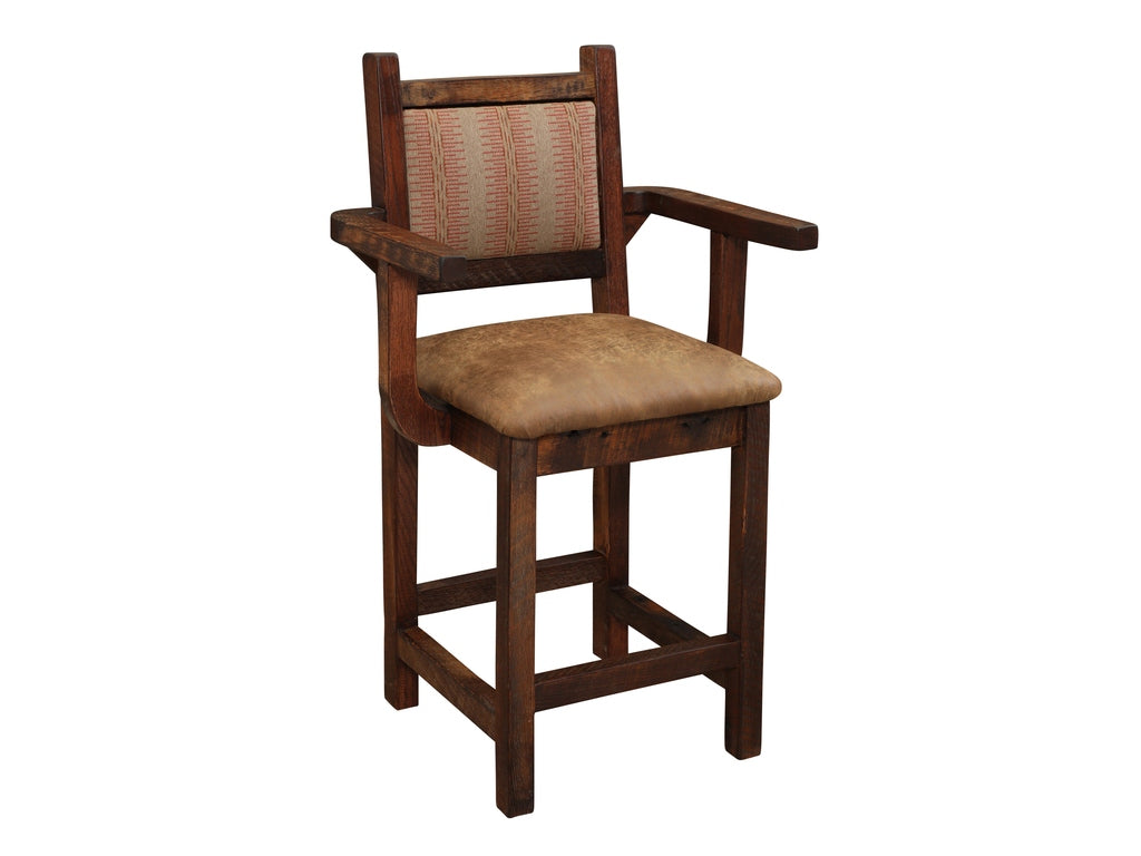 Barnwood Colonial Barstool with Arms - Retreat Home Furniture