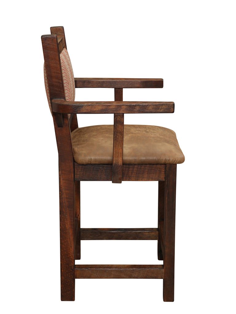 Barnwood Colonial Barstool with Arms - Retreat Home Furniture