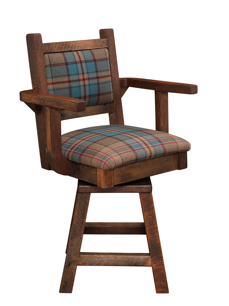 Barnwood Colonial Swivel Counter Stool with Arms - Retreat Home Furniture