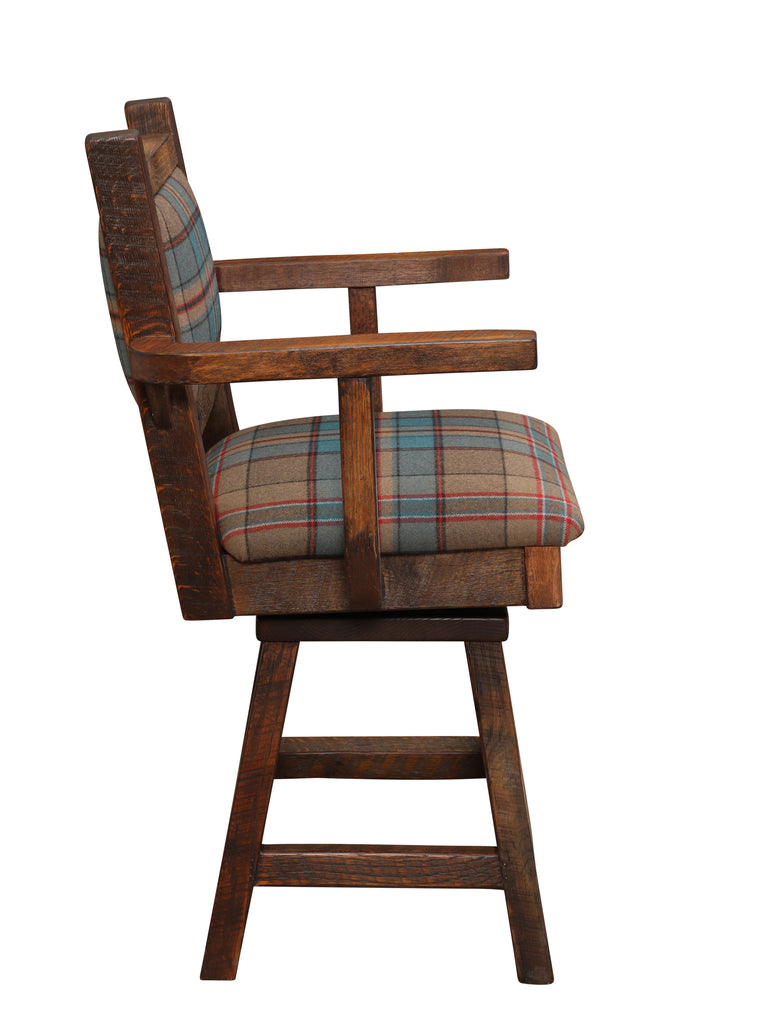 Barnwood Colonial Swivel Barstool with Arms - Retreat Home Furniture