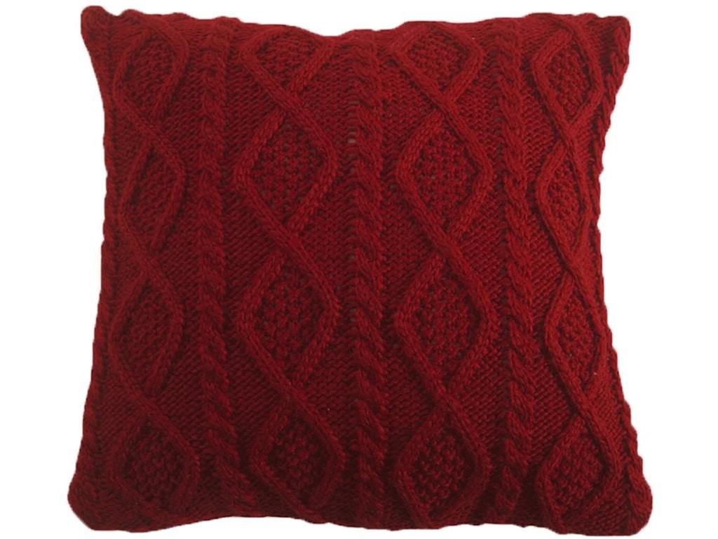 Cable Knit Throw Pillow, Red