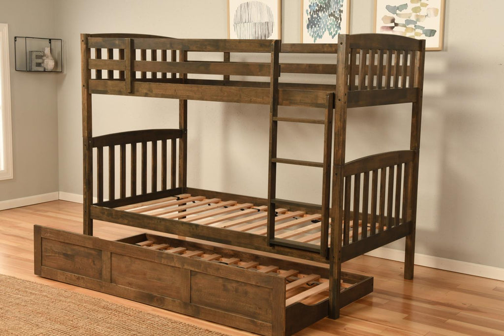 Claire Rustic Walnut Twin Bunk Bed - Retreat Home Furniture