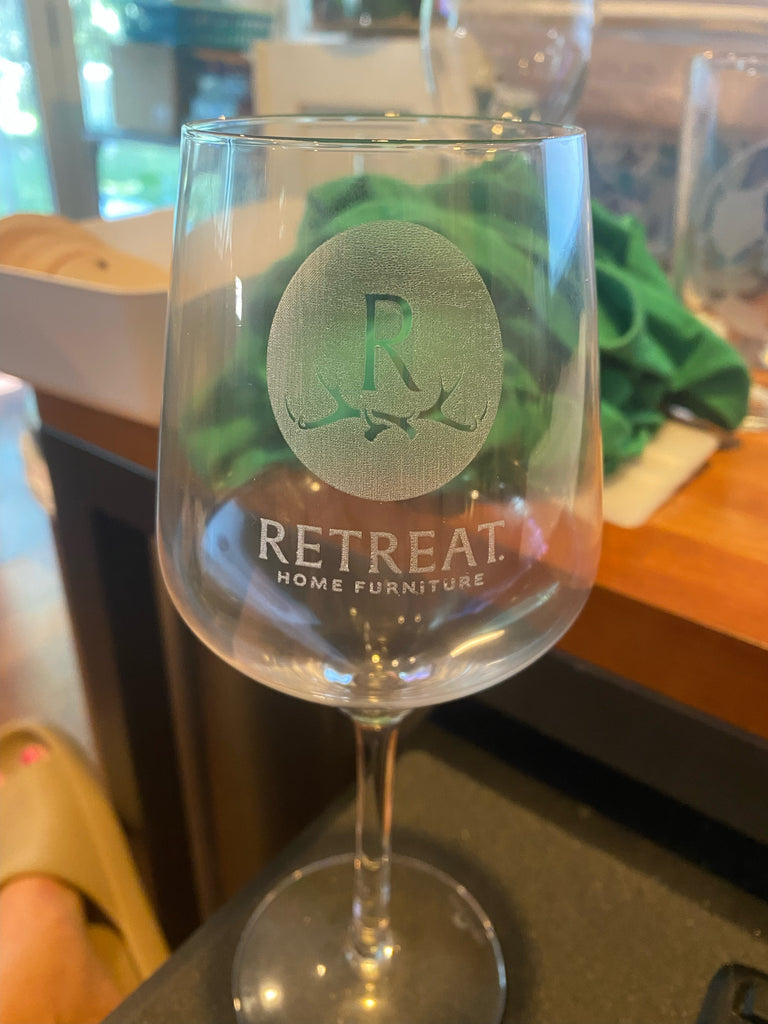 Etched Local Lakes Wine Glass