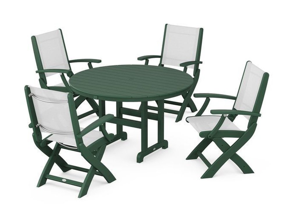 Coastal Folding Chair 5-Piece Round Dining Set - Retreat Home Furniture