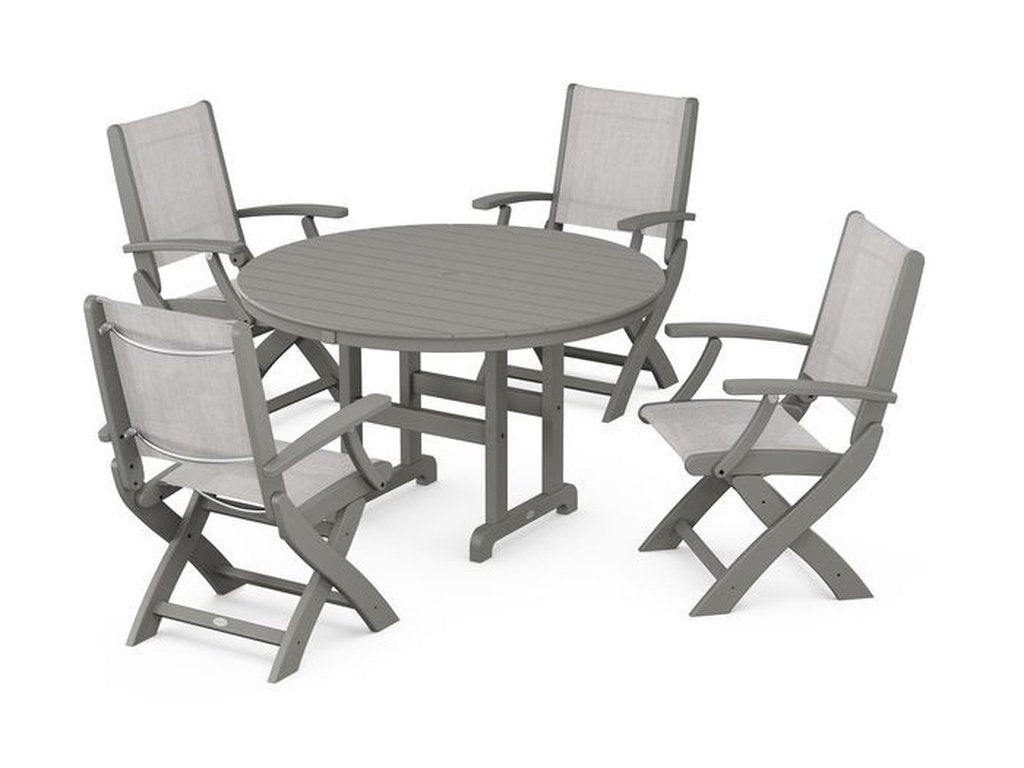 Coastal Folding Chair 5-Piece Round Dining Set - Retreat Home Furniture