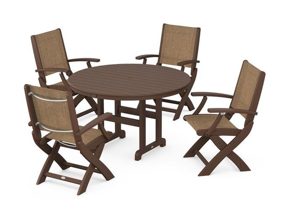 Coastal Folding Chair 5-Piece Round Dining Set - Retreat Home Furniture