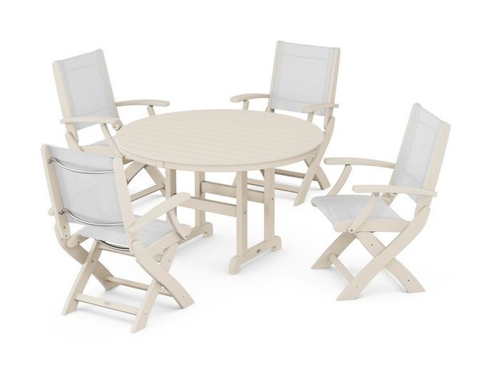 Coastal Folding Chair 5-Piece Round Dining Set - Retreat Home Furniture