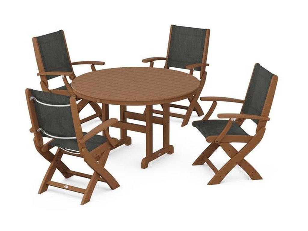 Coastal Folding Chair 5-Piece Round Dining Set - Retreat Home Furniture