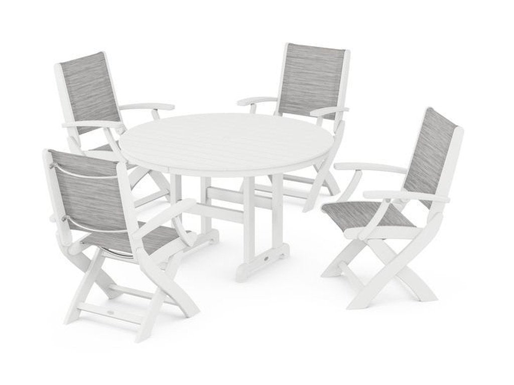 Coastal Folding Chair 5-Piece Round Dining Set - Retreat Home Furniture