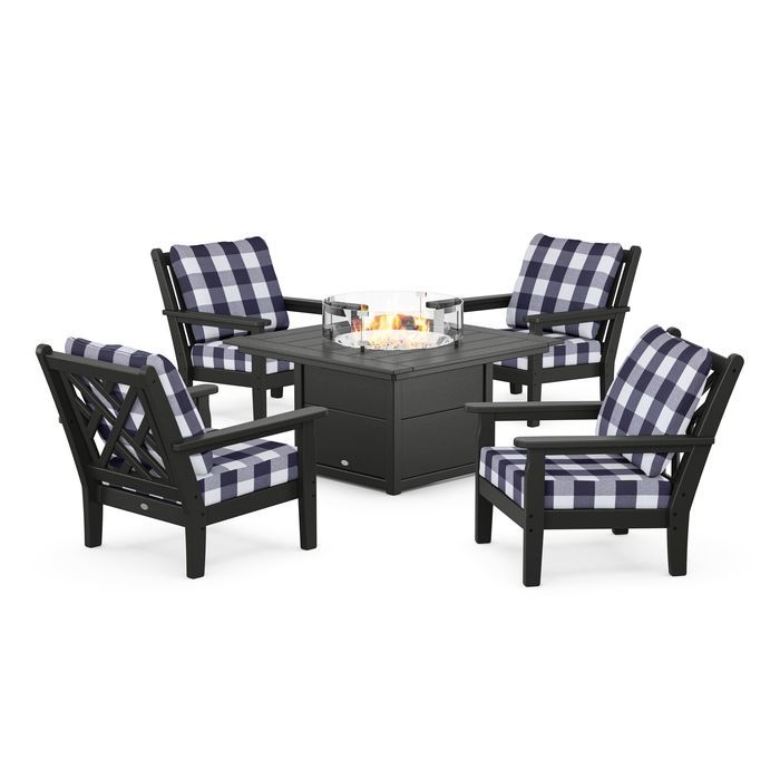 Chippendale 5-Piece Deep Seating Set with Firepit - Retreat Home Furniture