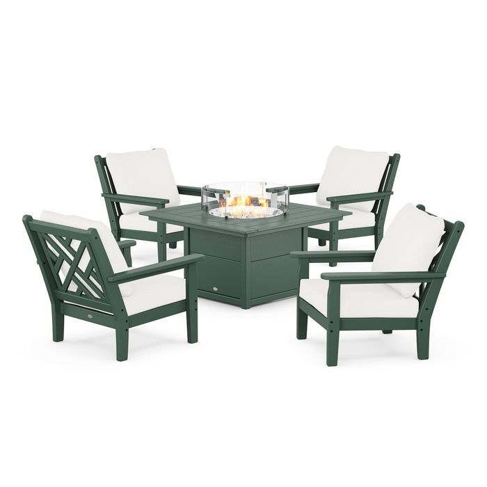 Chippendale 5-Piece Deep Seating Set with Firepit - Retreat Home Furniture