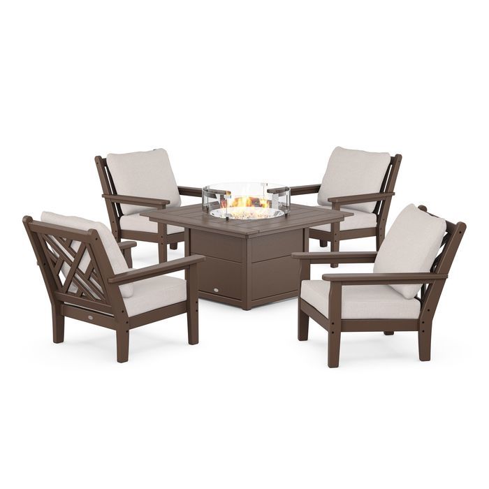 Chippendale 5-Piece Deep Seating Set with Firepit - Retreat Home Furniture