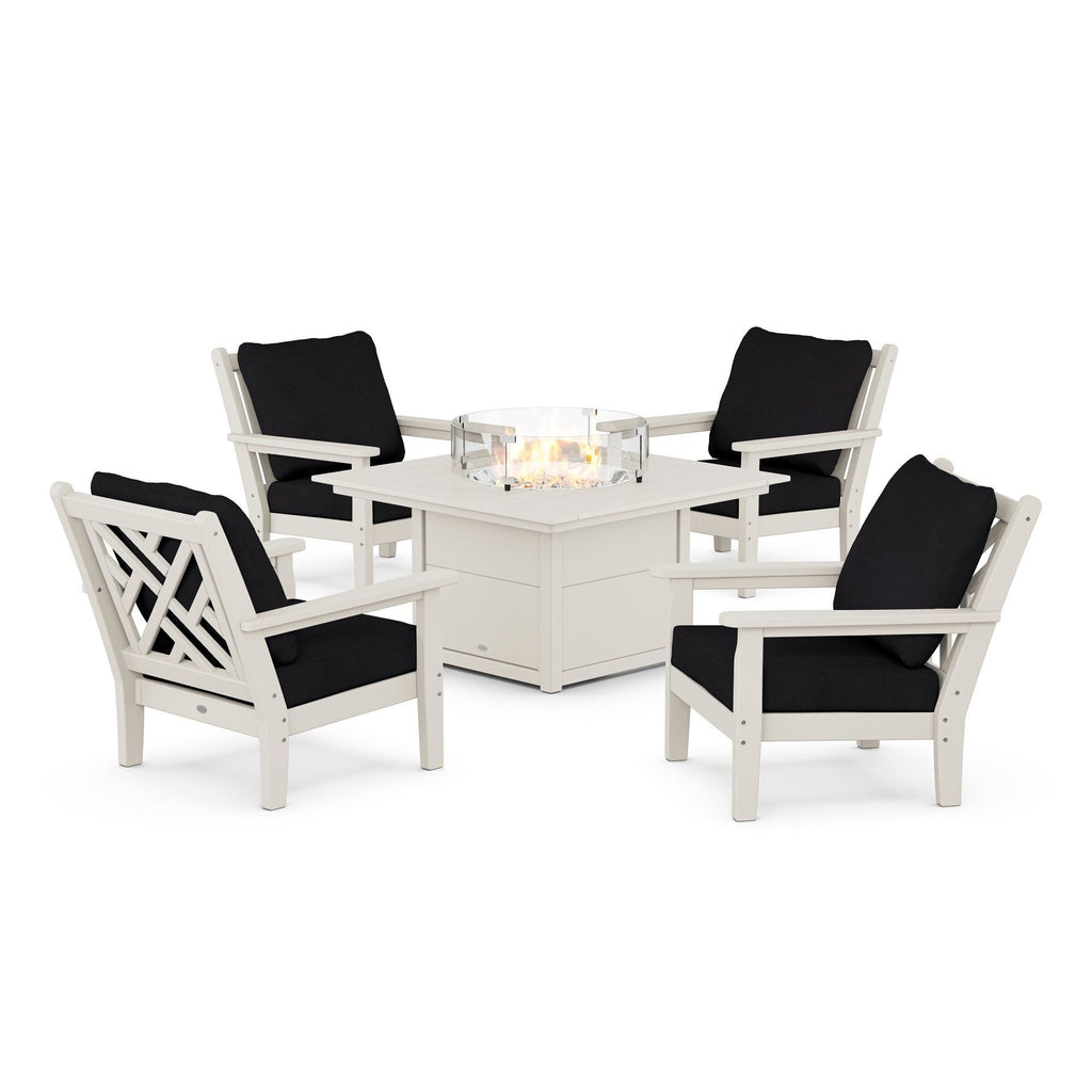 Chippendale 5-Piece Deep Seating Set with Firepit - Retreat Home Furniture