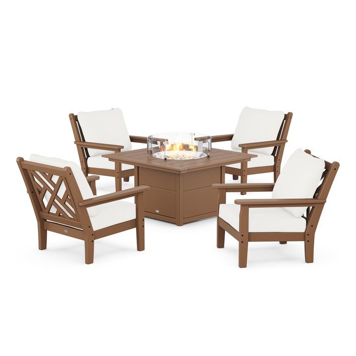 Chippendale 5-Piece Deep Seating Set with Firepit - Retreat Home Furniture