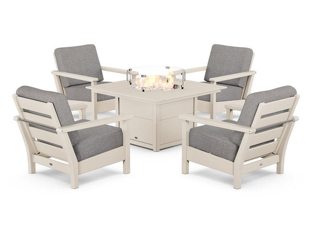 Harbour 5-Piece Conversation Set with Fire Pit Table - Retreat Home Furniture