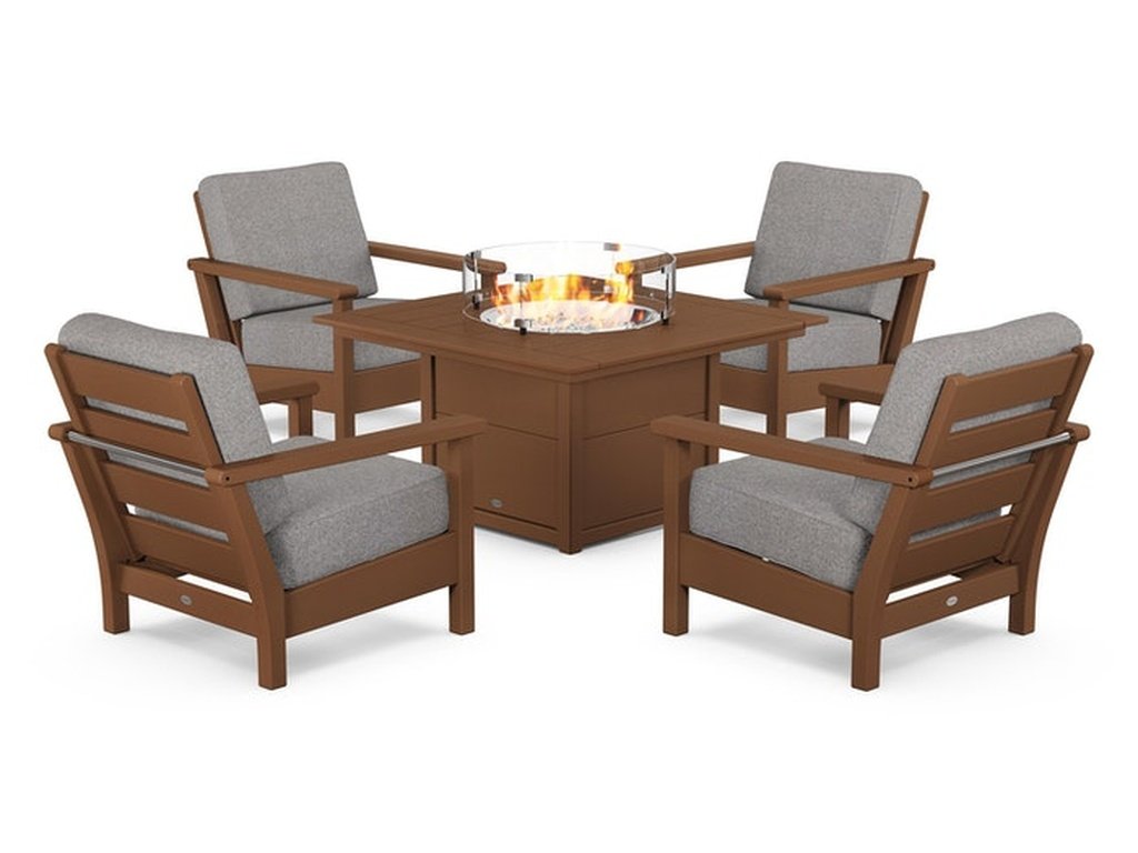 Harbour 5-Piece Conversation Set with Fire Pit Table - Retreat Home Furniture