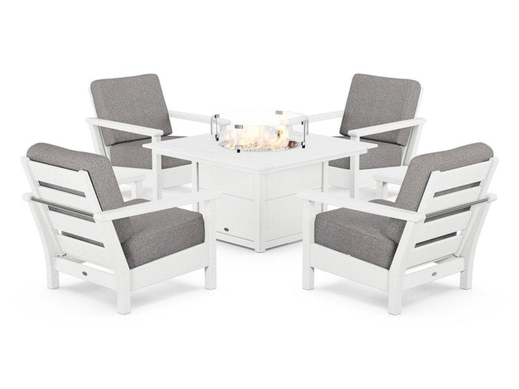 Harbour 5-Piece Conversation Set with Fire Pit Table - Retreat Home Furniture