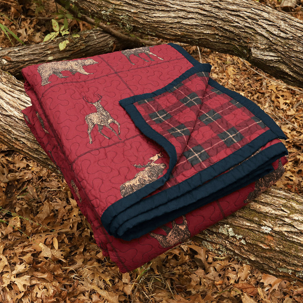 Woodland Plaid Reversible Quilt Set - Retreat Home Furniture