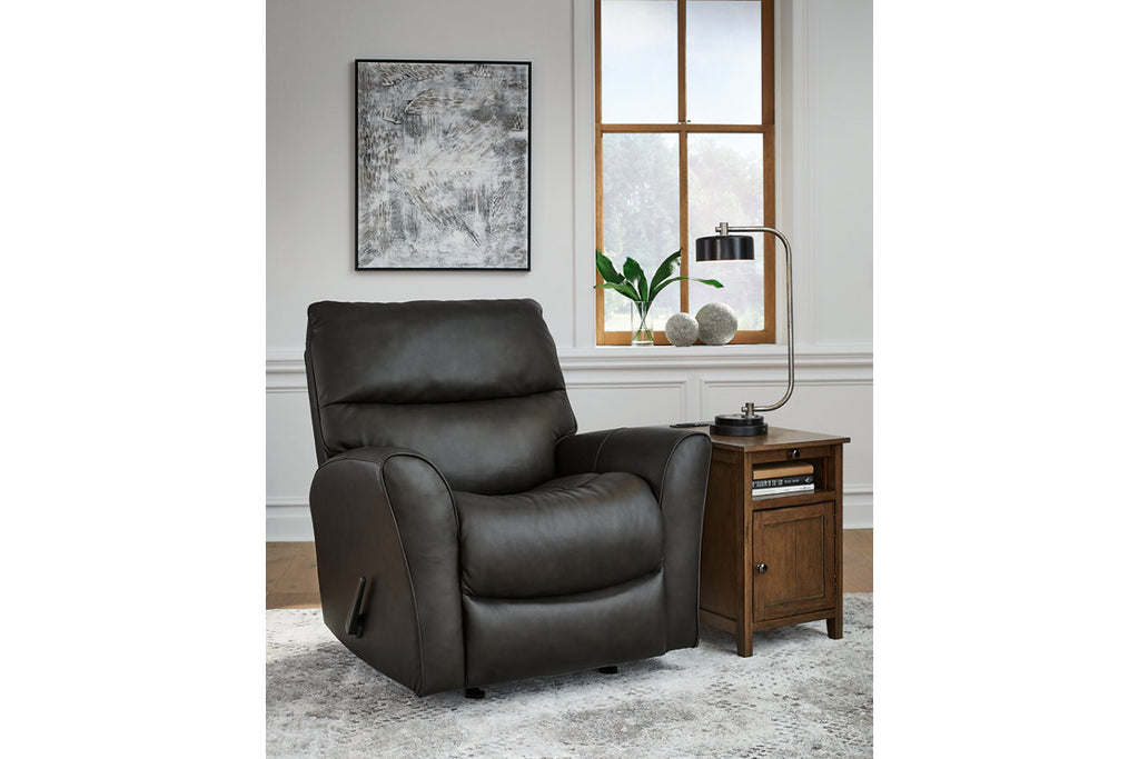 McAleer Leather Rocker Recliner - Retreat Home Furniture