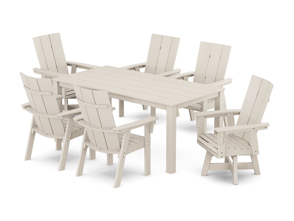 Modern Curveback Adirondack 7-Piece Parsons Swivel Dining Set Photo