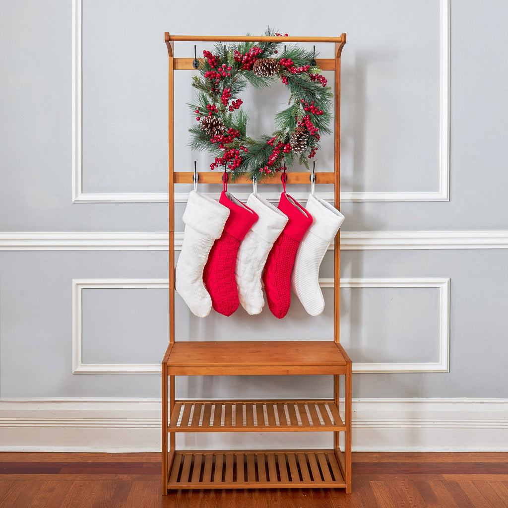 Chunky Cable Knit Christmas Stocking | Red - Retreat Home Furniture