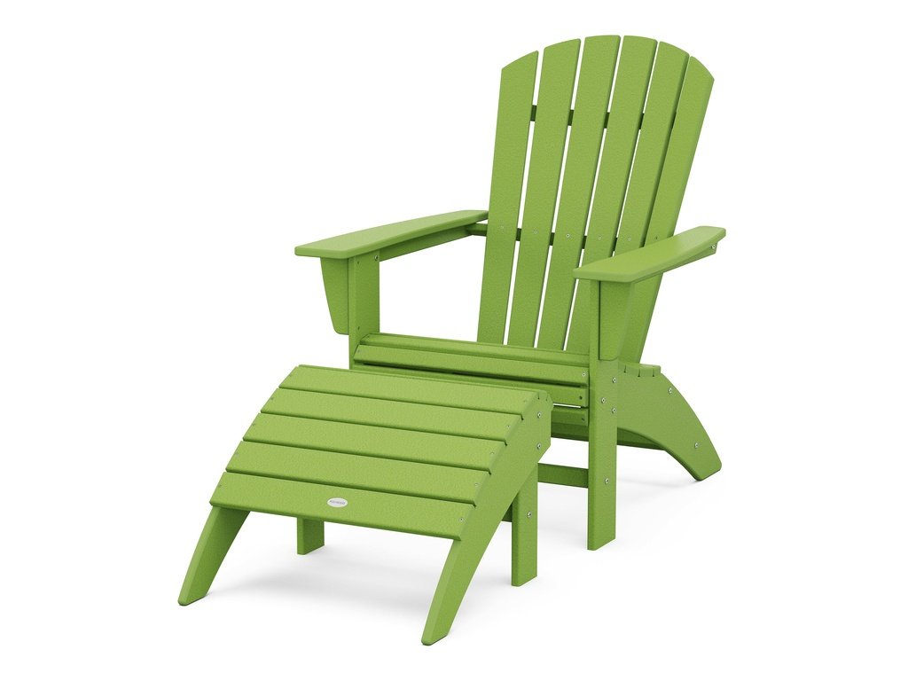 Nautical Curveback Adirondack Chair 2-Piece Set with Ottoman Photo