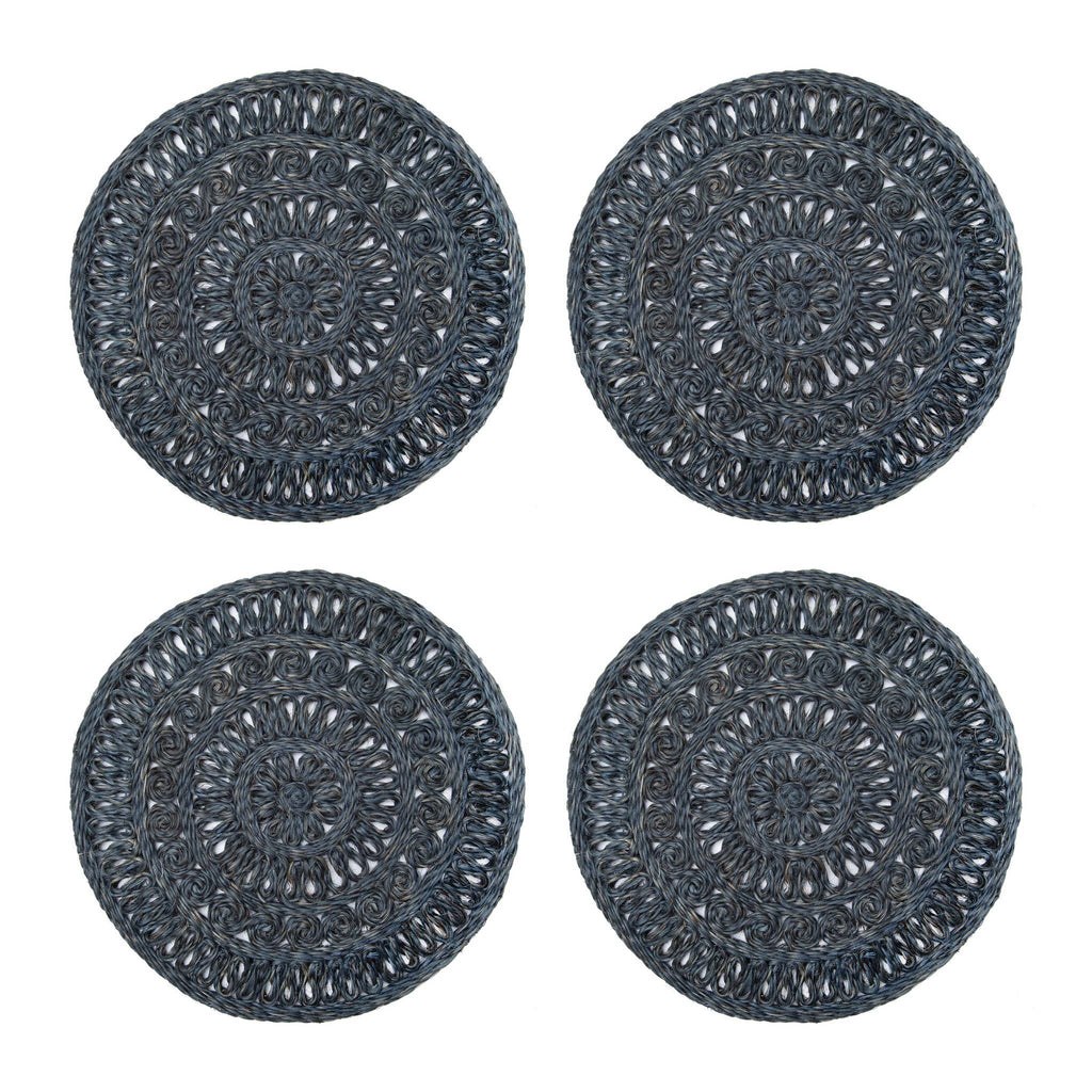 Circolo Abaca Navy 15" Round - Set of 4