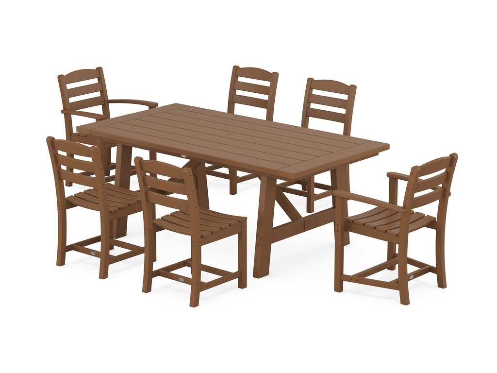 La Casa Café 7-Piece Rustic Farmhouse Dining Set Photo