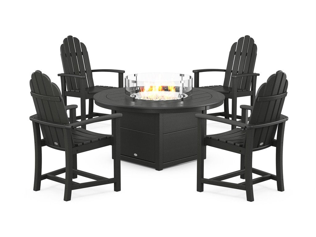 Classic 4-Piece Upright Adirondack Conversation Set with Fire Pit Table Photo