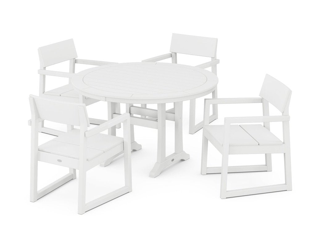 EDGE 5-Piece Round Dining Set with Trestle Legs Photo