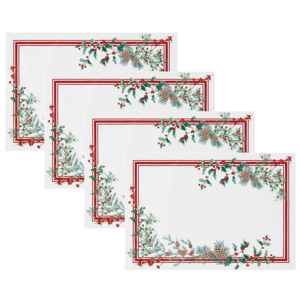 Winter Holiday Berry Placemat Set of 4 - 13x19 - Retreat Home Furniture