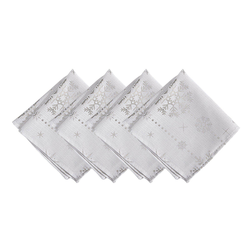 Foil Wonderland Snowflake Holiday Napkins, Set of 4 - 17x17 - Retreat Home Furniture