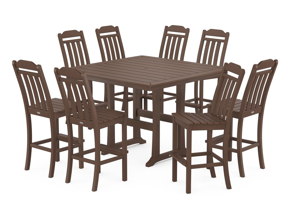 Country Living 9-Piece Square Side Chair Bar Set with Trestle Legs Photo