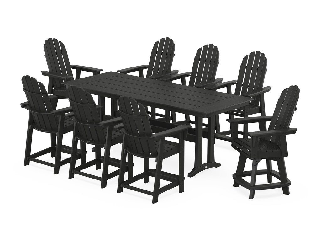 Vineyard Curveback Adirondack Swivel 9-Piece Farmhouse Counter Set with Trestle Legs Photo