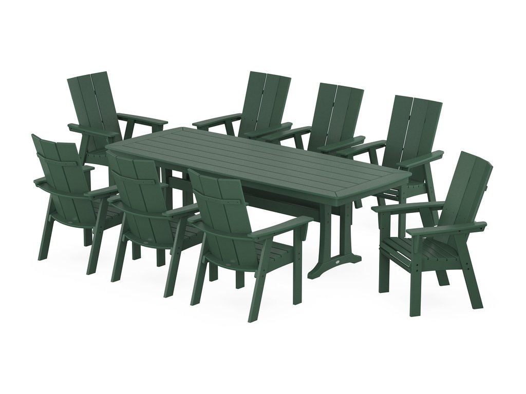 Modern Curveback Adirondack 9-Piece Dining Set with Trestle Legs Photo