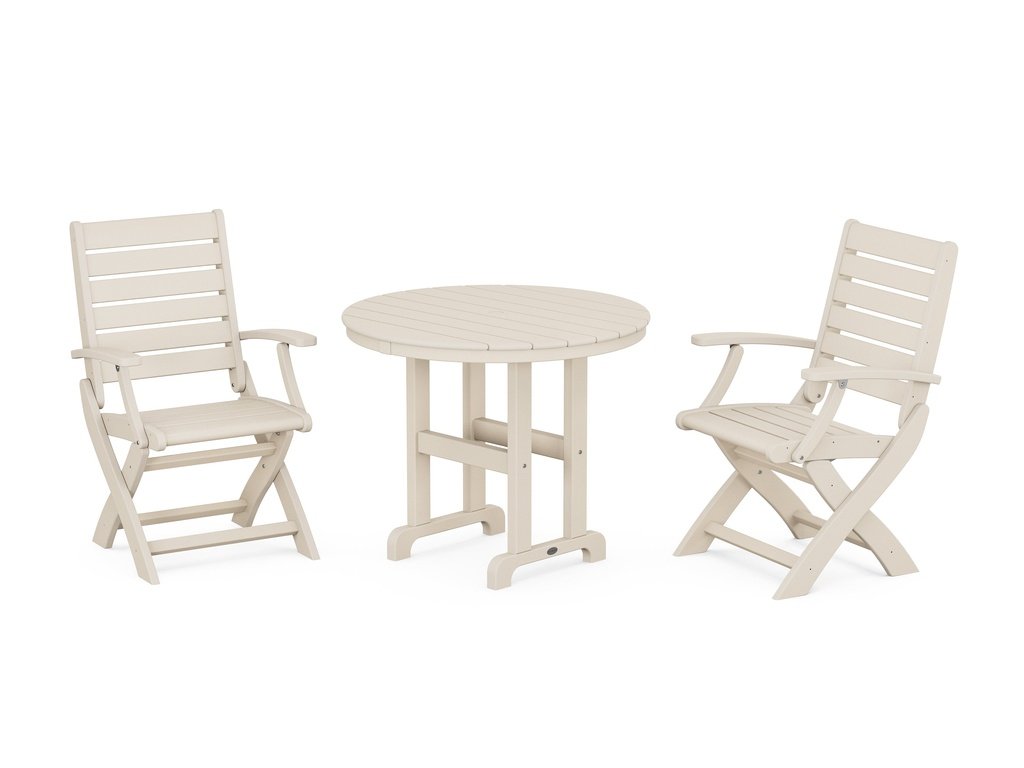 Signature Folding Chair 3-Piece Round Farmhouse Dining Set Photo