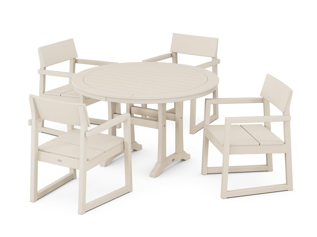 EDGE 5-Piece Round Dining Set with Trestle Legs Photo