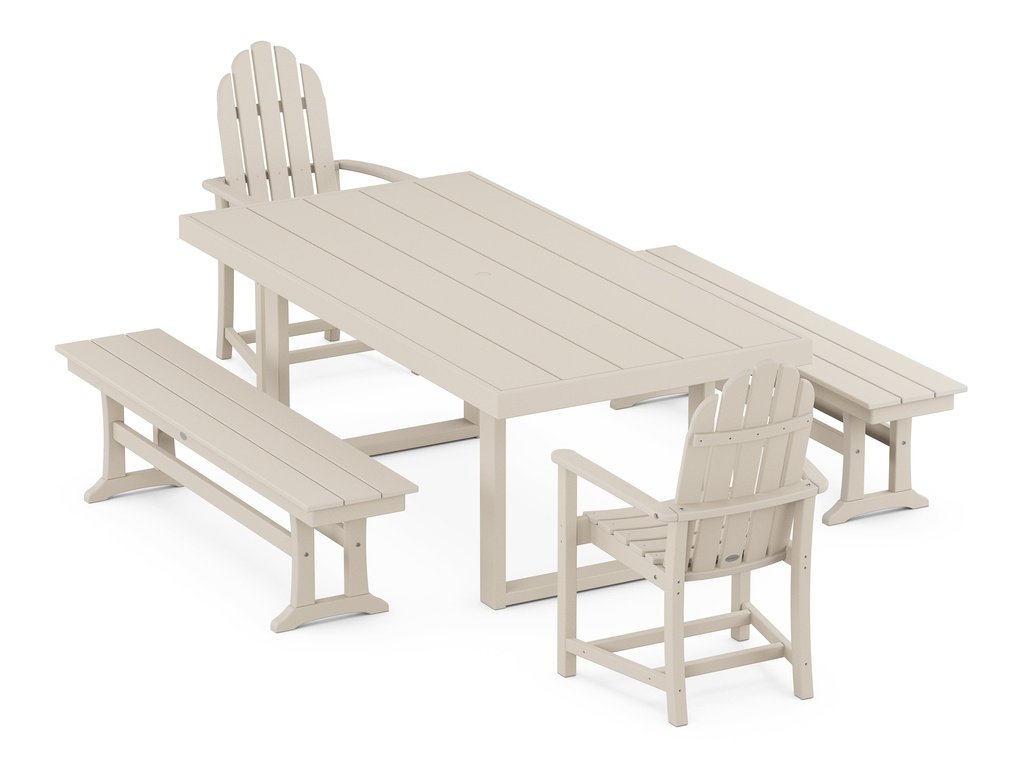 Classic Adirondack 5-Piece Dining Set with Benches Photo