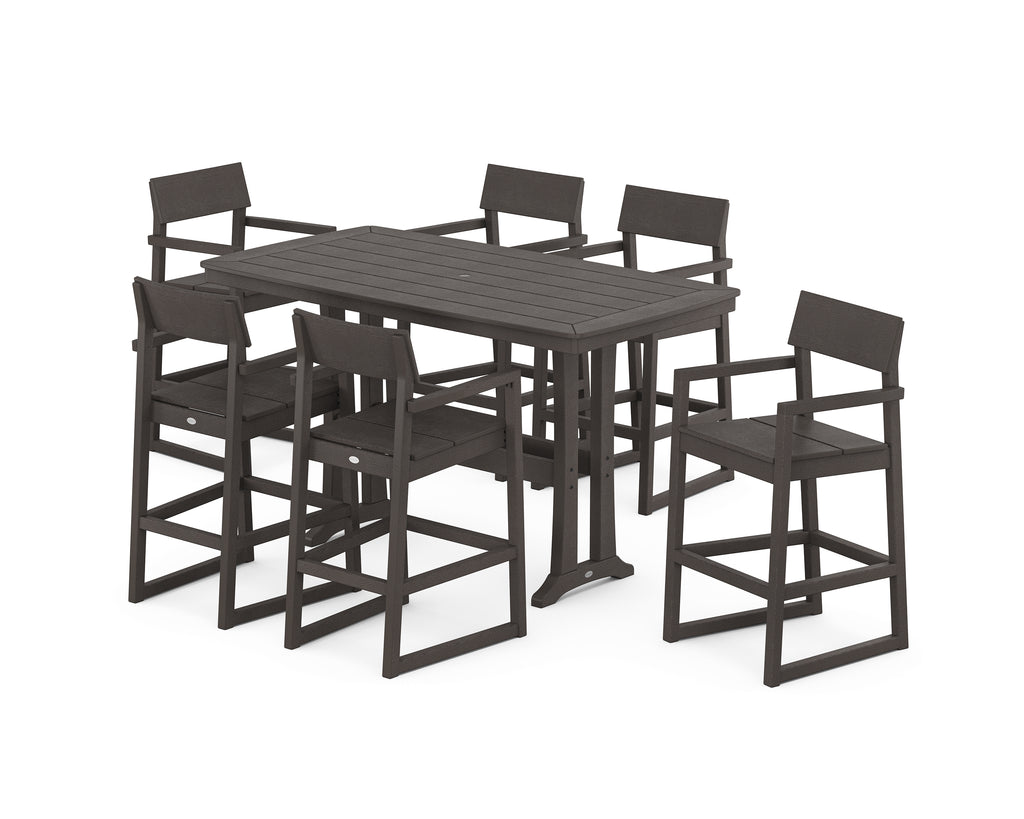 EDGE Arm Chair 7-Piece Bar Set with Trestle Legs Photo