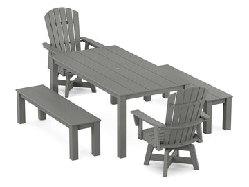 Nautical Curveback Adirondack Swivel 5-Piece Parsons Dining Set with Benches Photo