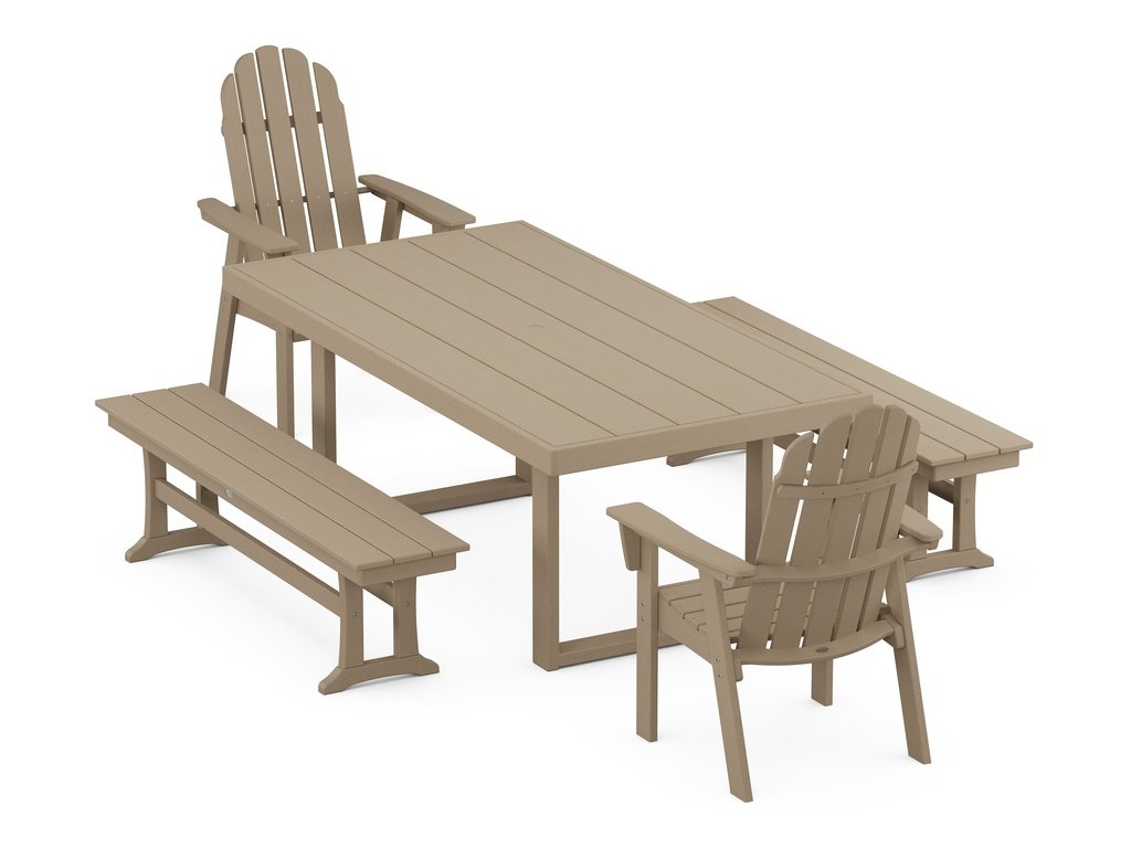 Vineyard Adirondack 5-Piece Dining Set with Benches Photo