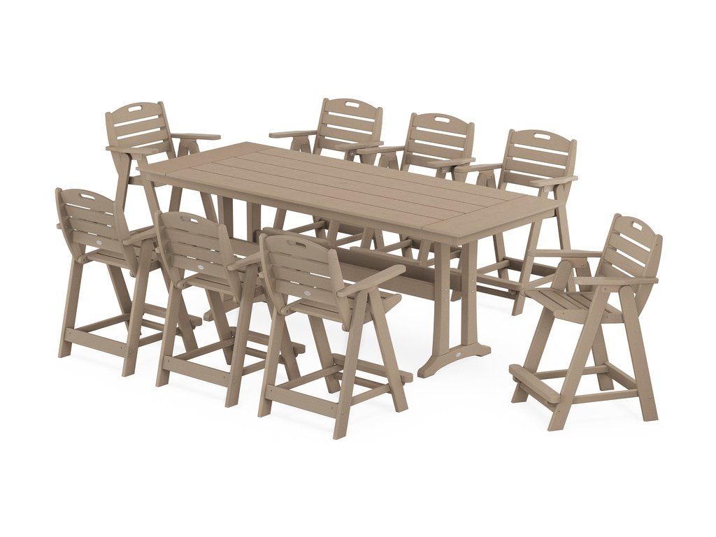 Nautical 9-Piece Farmhouse Counter Set with Trestle Legs Photo