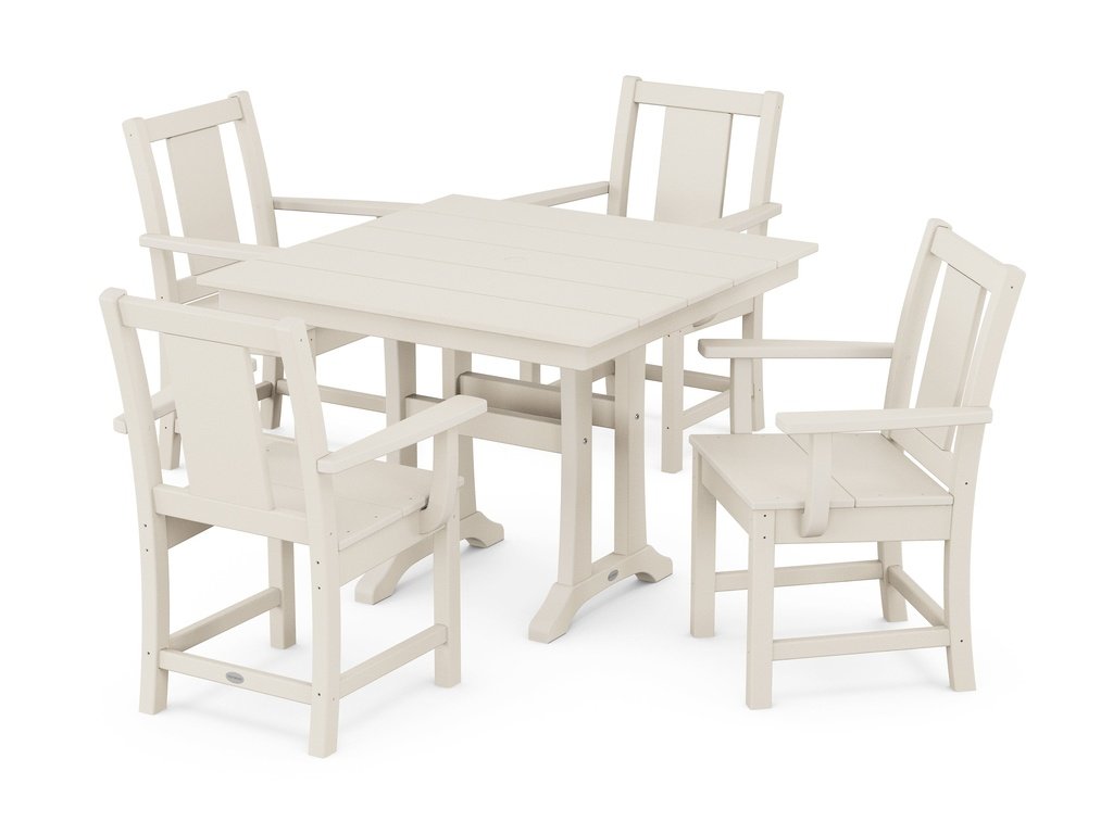 Prairie 5-Piece Farmhouse Dining Set with Trestle Legs Photo