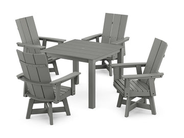 Modern Curveback Adirondack 5-Piece Parsons Swivel Dining Set Photo