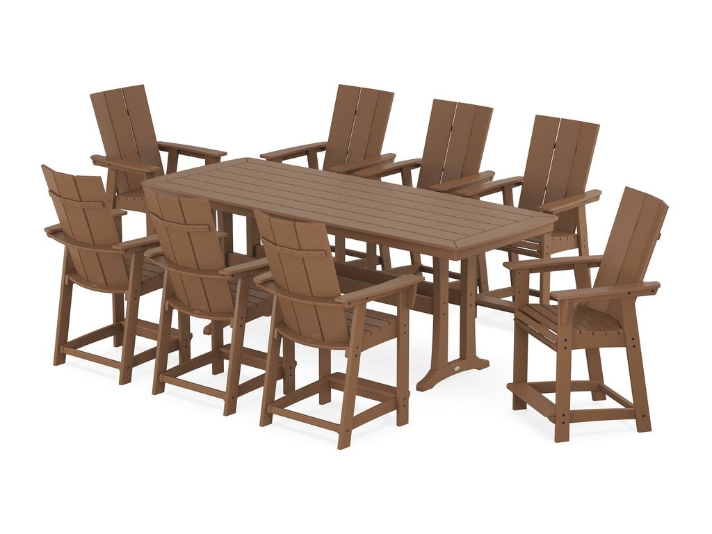 Modern Curveback Adirondack 9-Piece Counter Set with Trestle Legs Photo